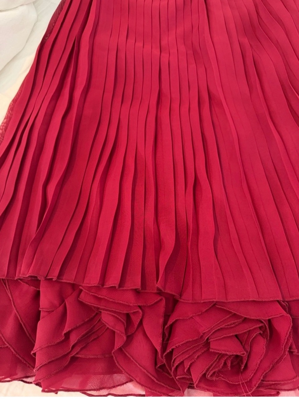 Pleated Chiffon Dress- Raspberry - Picture 4 of 6